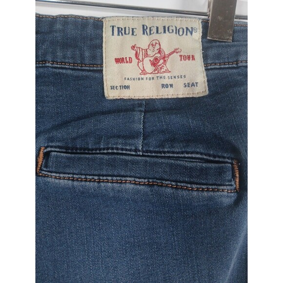 True Religion Fey High Rise Flare Jeans Women’s 27x44 Blue Dark Wash Retro - Picture 8 of 11